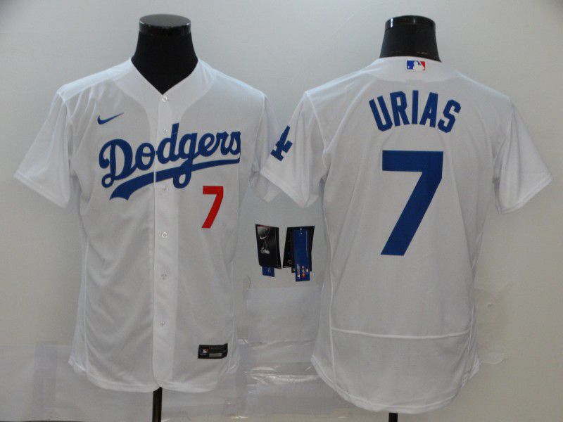Men Los Angeles Dodgers 7 Urias White Nike Elite MLB Jerseys